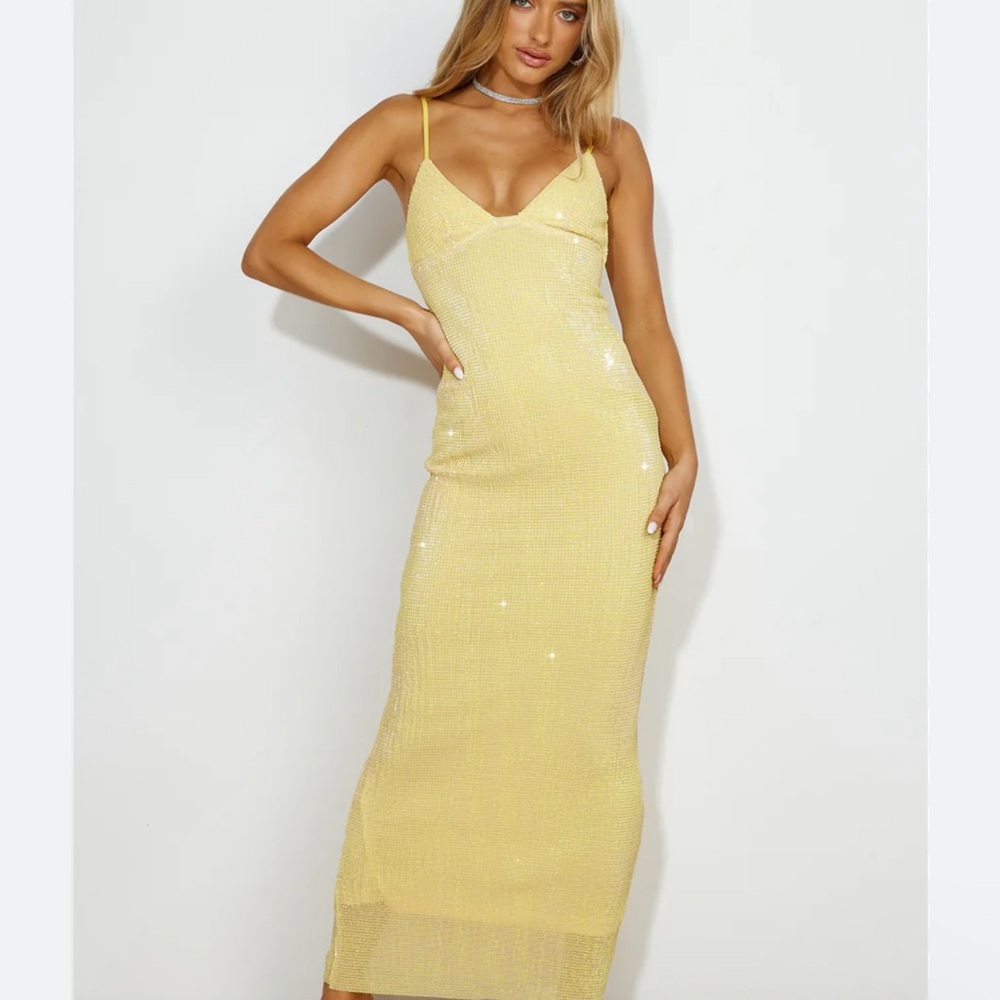 Elegant Yellow Sequin Dress